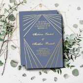 Art Deco Wedding Dusty Blue und Gold Folieneinladung