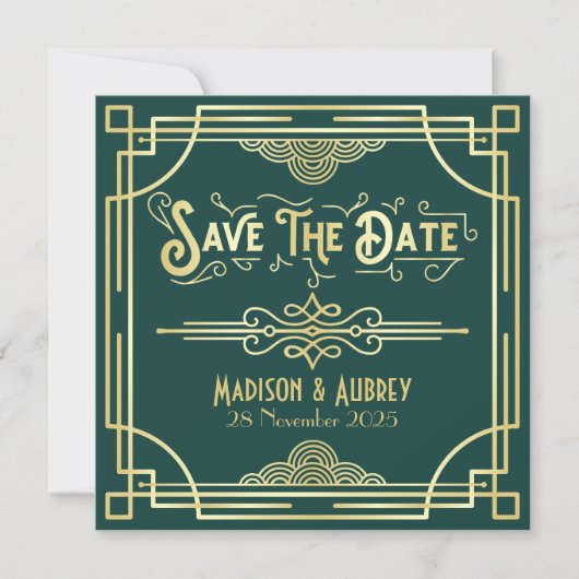 Art Deco Wedding Elegante Save The Date (Vorderseite)