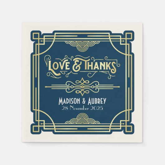 Art Deco Wedding Elegante Serviette (Vorderseite)