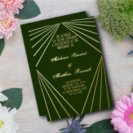Art Deco Wedding Emerald Green Gold Folieneinladung