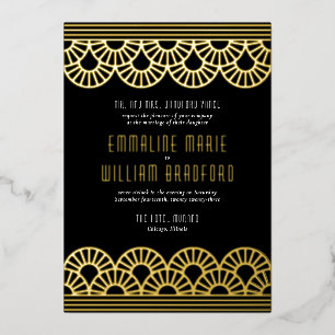 Art Deco Wedding Fan Gold Folieneinladung