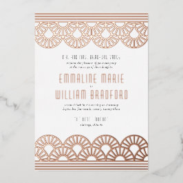 Art Deco Wedding Fan White Rose Gold Folieneinladung