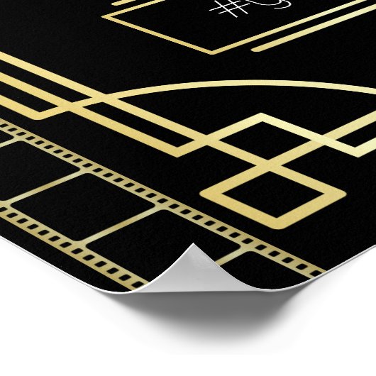 Art Deco Wedding Foto Stand Gold Black Party Sign Poster (Ecke)