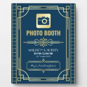 Art Deco Wedding Foto Stand Gold Blue Sign Fotoplatte (Vorderseite)