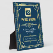 Art Deco Wedding Foto Stand Gold Blue Sign Fotoplatte (Seite)