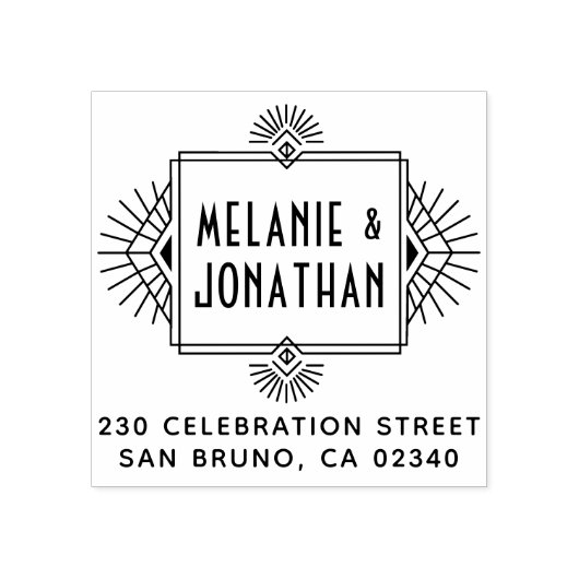 Art Deco Wedding Frame Rücksendeadresse Gummistempel (Prägung)