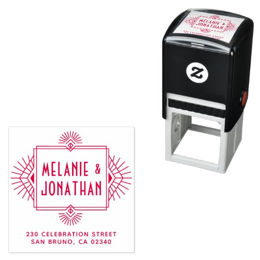 Art Deco Wedding Frame Rücksendeadresse Permastempel (Beispiel)