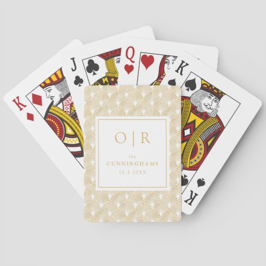 Art Deco Wedding Game Monogram Playing Cards Spielkarten (Rückseite)