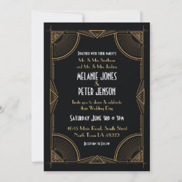 Art Deco Wedding Gatsby Party Black & Gold der 192 Einladung