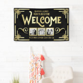 Art Deco Wedding Gold Black Drei Foto Willkommen Banner (Insitu)