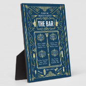 Art Deco Wedding Gold Blue Open Bar Menü Fotoplatte (Seite)
