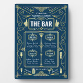 Art Deco Wedding Gold Blue Open Bar Menu Fotoplatte (Vorderseite)