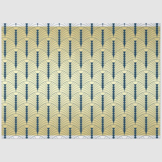 Art Deco Wedding Gold Blue Palmetto Muster Seidenpapier (Vorderseite)