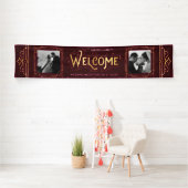 Art Deco Wedding Gold Burgundy Dinner Party Banner (Insitu)
