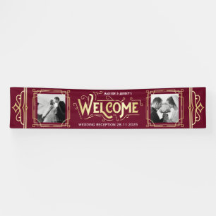 Art Deco Wedding Gold Burgundy Dinner Party Banner