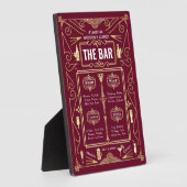 Art Deco Wedding Gold Burgundy Open Bar Menu Fotoplatte (Seite)