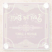 Art Deco Wedding Gold Burgundy Save the Date Glasuntersetzer (Rückseite)