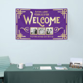 Art Deco Wedding Gold Drei Foto Willkommen Lila Banner (Messeveranstaltung)