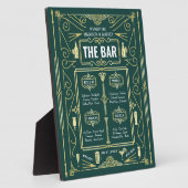Art Deco Wedding Gold Green Open Bar Menü Fotoplatte (Seite)