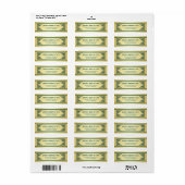 Art Deco Wedding Gold Green Rücksendeadresse (Vorne)
