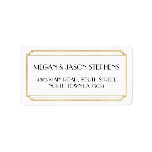 Art Deco Wedding Gold Rücksendeadresse Adressaufkleber (Vorne)