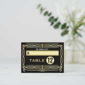 Art Déco Wedding Gold Schwarze Elegante Gastgeber Platzkarte (Stehend Vorderseite)