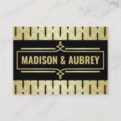 Art Déco Wedding Gold Schwarze Elegante Gastgeber Platzkarte (Rückseite)