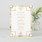 Art Deco Wedding | Gold und Weiße Einladungen (Stehend Vorderseite)