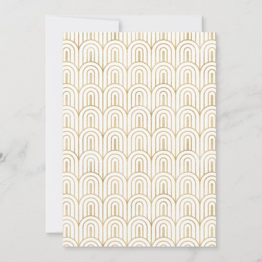 Art Deco Wedding | Gold und Weiße Einladungen (Rückseite)
