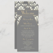 Art Deco Wedding Gray Roaring 20 Vintag Programm (Vorne/Hinten)