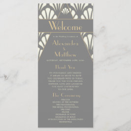 Art Deco Wedding Gray Roaring 20 Vintag Programm