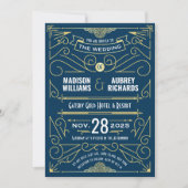 Art Deco Wedding Great Gatsby Einladung (Vorderseite)