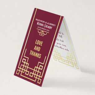 Art Deco Wedding Liebe & Dank Gold Burgundy Gefall