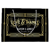 Art Deco Wedding Liebe & Danke Gold Black Fevor Große Geschenktüte (Rückseite)