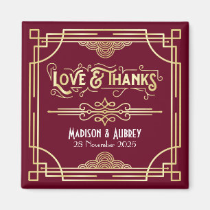Art Deco Wedding Liebe & Danke Gold Burgund Gefall Magnet