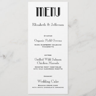 Art Deco Wedding Menu Card Menükarte