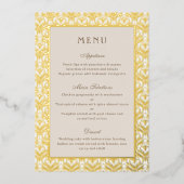 Art Deco Wedding Menü Gold Foil Card Folieneinladung (Vorderseite)
