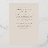 Art Deco Wedding Menü Gold Foil Card Folieneinladung (Rückseite)