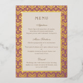Art Deco Wedding Menü Gold Foil Card Folieneinladung (Vorderseite)