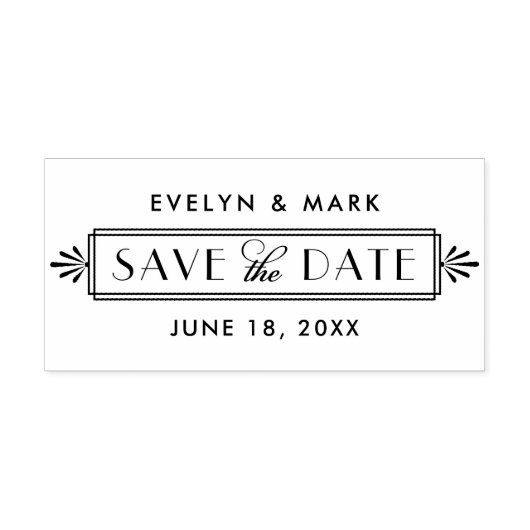 Art Deco Wedding Monogram Save the Date Gummistempel (Prägung)
