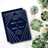 Art Deco Wedding Navy Blau und Gold Folieneinladung