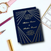 Art Deco Wedding Navy Blau und Gold Folieneinladung