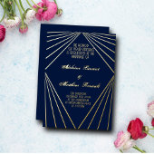 Art Deco Wedding Navy Blau und Gold Folieneinladung