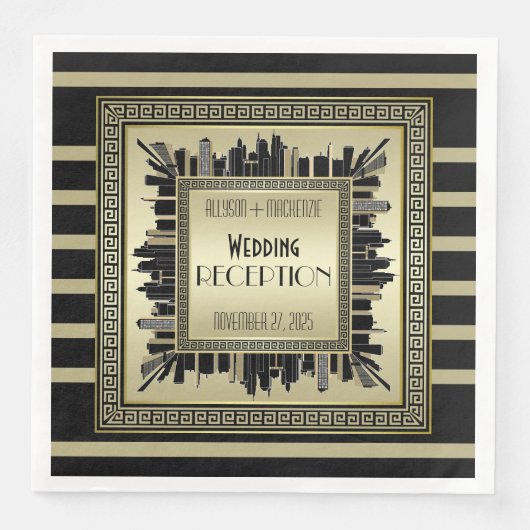 Art Deco Wedding Reception Champagne Gold Gatsby Serviette (Vorderseite)