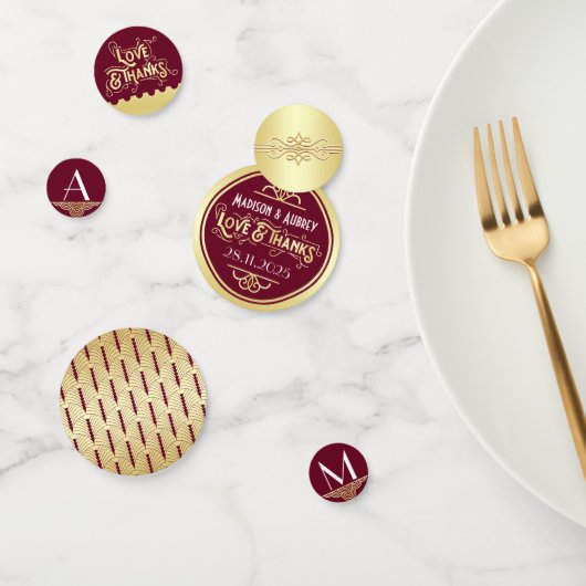 Art Deco Wedding Reception Dinner Gold Burgund Konfetti (Gruppe)