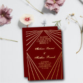 Art Deco Wedding Red und Gold Folieneinladung