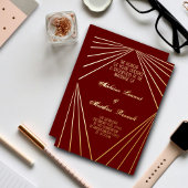 Art Deco Wedding Red und Gold Folieneinladung