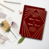 Art Deco Wedding Red und Gold Folieneinladung