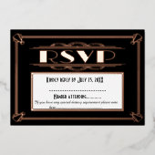 Art Deco Wedding RSVP Card - Gatsby Theme der 20er Folieneinladung (Vorderseite)