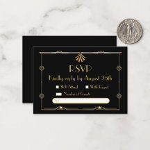 Art Deco Wedding RSVP Flat Note Card